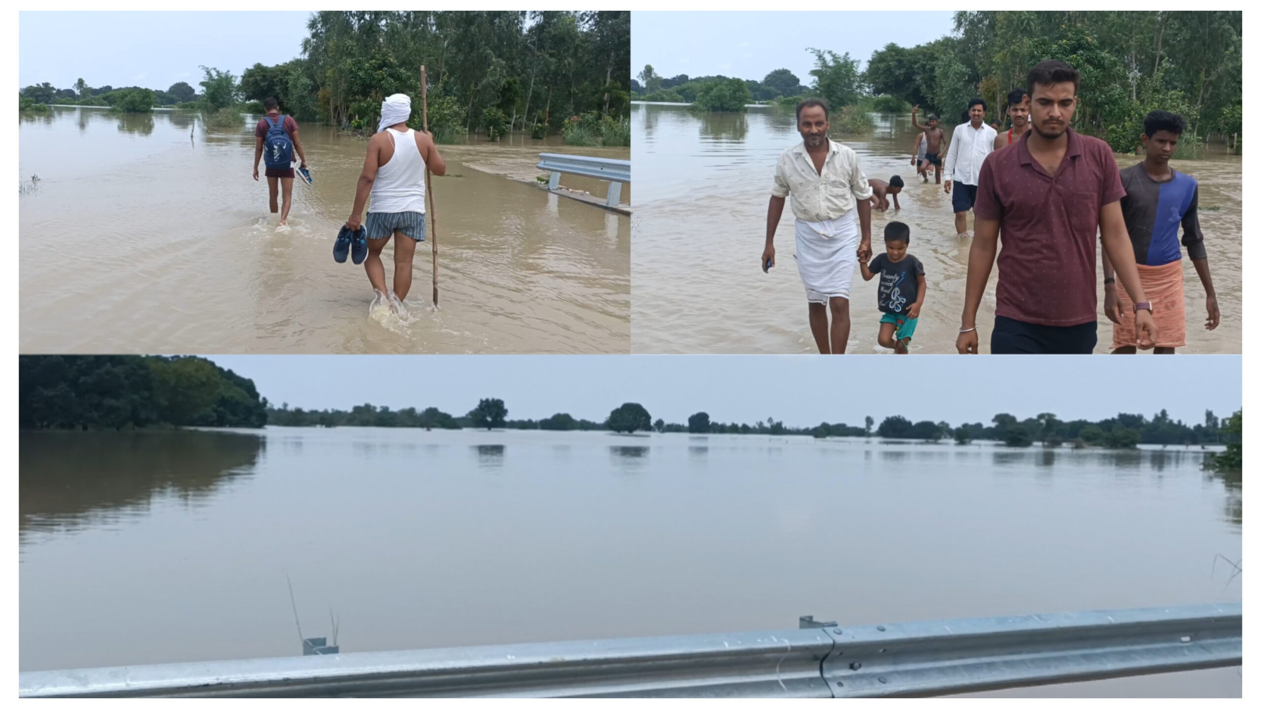 रन्धीरपुर सहित 5 गांव बाढ़ के पानी से घिरे, 2 किलोमीटर तक सड़कें जलमग्न, नहीं पहुंचा कोई प्रशासनिक नुमाईंदा, नाव चलवाने की मांग